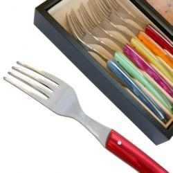 Set 6 Fourchettes Thiers manches de couleurs assorties