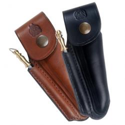 Etui pour Laguiole en cuir formé avec fusil à affûter Marron