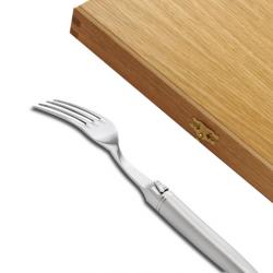 Coffret de 6 fourchettes Laguiole de table Gamme Prestige entièrement forgé avec une finition sablée