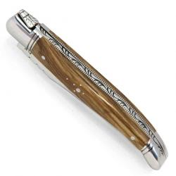 Couteau Laguiole manche en bois d'olivier et mitres en inox 11 cm