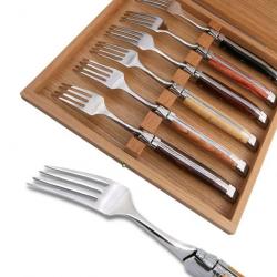 Coffret de 6 fourchettes Laguiole de table bois assortis