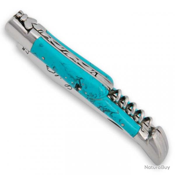 Couteau Laguiole en Turquoise avec tire-bouchon