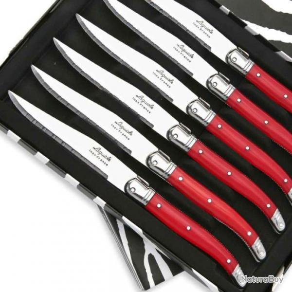 Coffret de 6 Couteaux  steak Laguiole ABS de couleur rouge