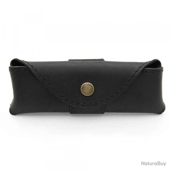 Etui cuir horizontal noir avec languette