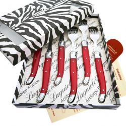 Coffret de 6 fourchettes Laguiole ABS de couleur rouge