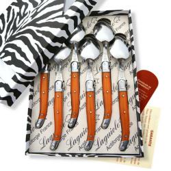 Coffret de 6 cuillères à soupe Laguiole ABS de couleur orange