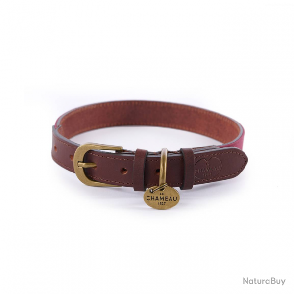 Collier pour chien Le Chameau Coton cir/cuir - S / Rouge