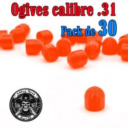 Balle tir réduit .31 ogive orange haute visibilité plastique - Pack de 30 - Bast3D