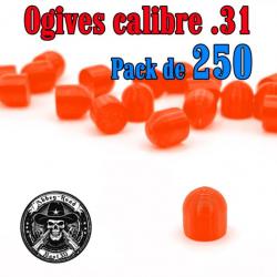 Balle tir réduit .31 ogive orange haute visibilité plastique - Pack de 250 - Bast3D