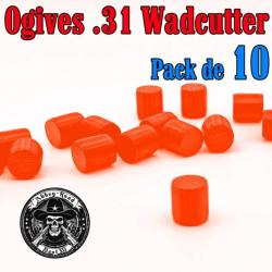 Balle tir réduit .31 ogive Wadcutter orange haute visibilité plastique - Pack de 10 - Bast3D