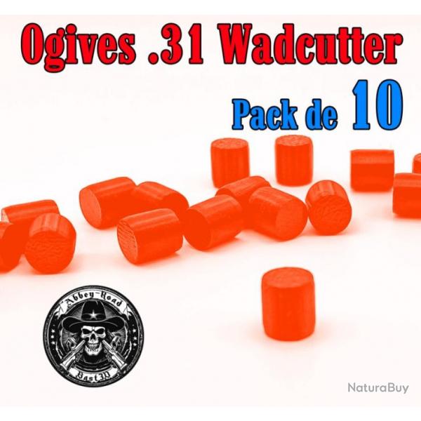 Balle tir rduit .31 ogive Wadcutter orange haute visibilit plastique - Pack de 10 - Bast3D