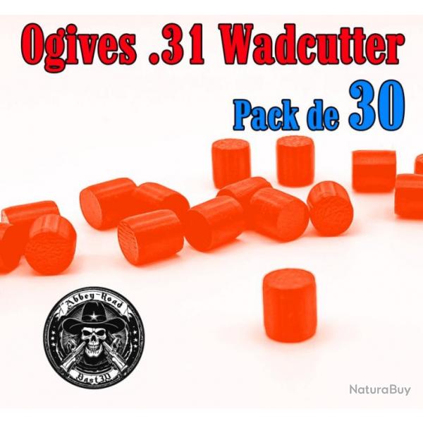 Balle tir rduit .31 ogive Wadcutter orange haute visibilit plastique - Pack de 30 - Bast3D