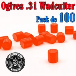 Balle tir réduit .31 ogive Wadcutter orange haute visibilité plastique - Pack de 100 - Bast3D