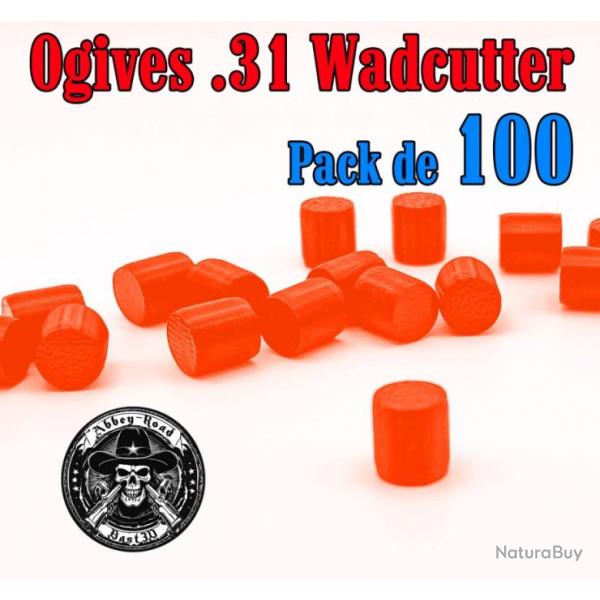 Balle tir rduit .31 ogive Wadcutter orange haute visibilit plastique - Pack de 100 - Bast3D