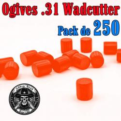 Balle tir réduit .31 ogive Wadcutter orange haute visibilité plastique - Pack de 250 - Bast3D