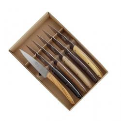 Coffret 6 couteaux de table "Le Thiers - Campagne", Manche bois assortis [BJB]