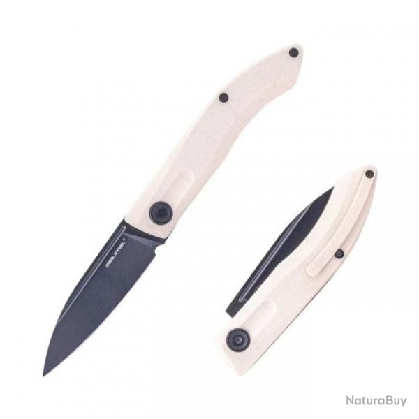 Couteau Real Steel Stella Lux White Manche G10 Lame Acier K110 Black Slipjoint Clip RS7041Z2