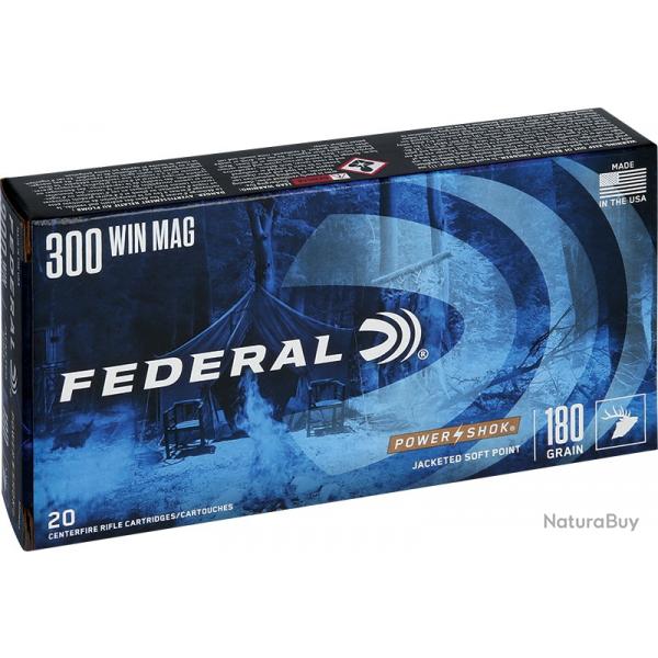 Munitions FEDERAL cal.300win mag power shok 180gr sp par 20