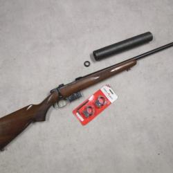 CZ 527 Varmint en 222Remington, bouche filetée + moderateur à 1 euro sans prix de réserve!!!