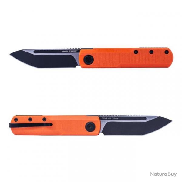 Couteau Real Steel G-Tanto  Orange Manche G10, Lame Tanto Black Acier Nitro-V Slipjoint RS7801OB