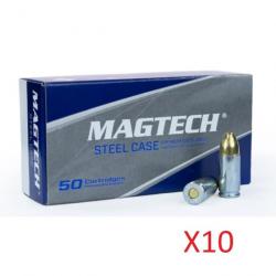 Pack de 500 Balles Magtech Douilles Acier Cal.9x19 FMJ 124gr (10 Boites de 50)