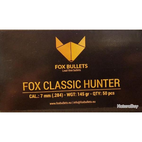 Ogives Sans Plomb Monolithiques FOX CLASSIC HUNTER cal.7mm (.284) 145gr - Boite de 50 units