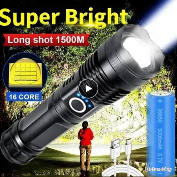 Lampe Torche FLASH-LED XHP100 Puissante et lgre...ENCHERE 1 EURO