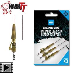 Montage Nash Cling On Unleaded Lead Clip Leader 75cm (par 3)