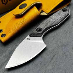 Couteau Gerber Stowe Lame Acier 440 Clip Point Manche Micarta Etui Cuir