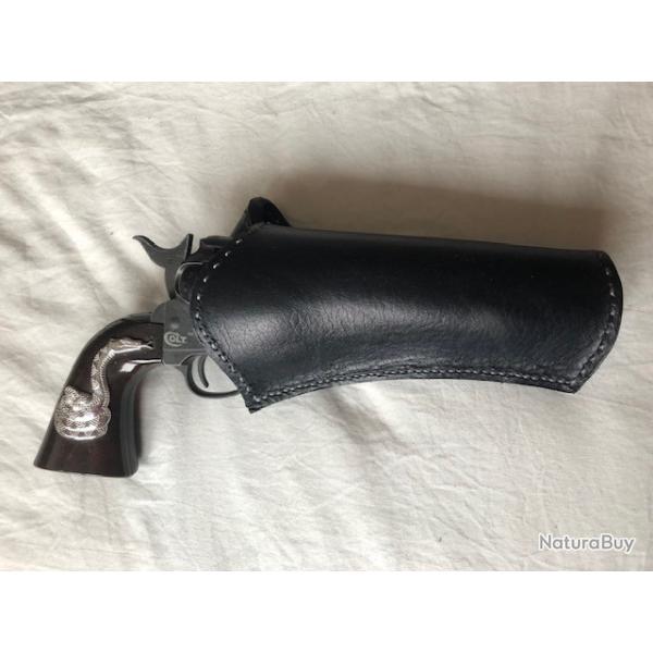 ETUI CEINTURE pour Colt 1873 / 1851 / REMINGTON 1858 cuir EPAIS Noir pour DROITIER