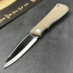 Couteau Gerber Mansfield Swayback Olive Lame Acier D2 Drop Point Manche Micarta Slip Joint 001