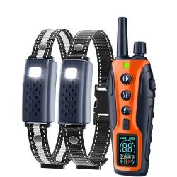 2 X Colliers de Dressage Electrique pour Chien avec Choc Vibrant Télécommande Etanche 1000M