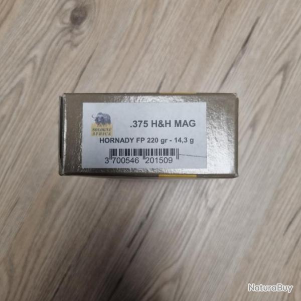 MUNITIONS 375H&H MAG SOLOGNE AFRICA HORNADY FP 220gr 14.3g