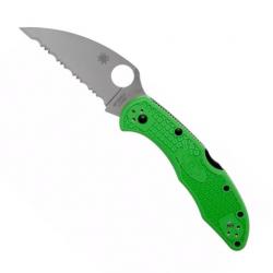 Couteau "Salt 2 Wharncliffe" LC200N / nylon-fibre de verre vert, Tranchant dentelé [Spyderco]