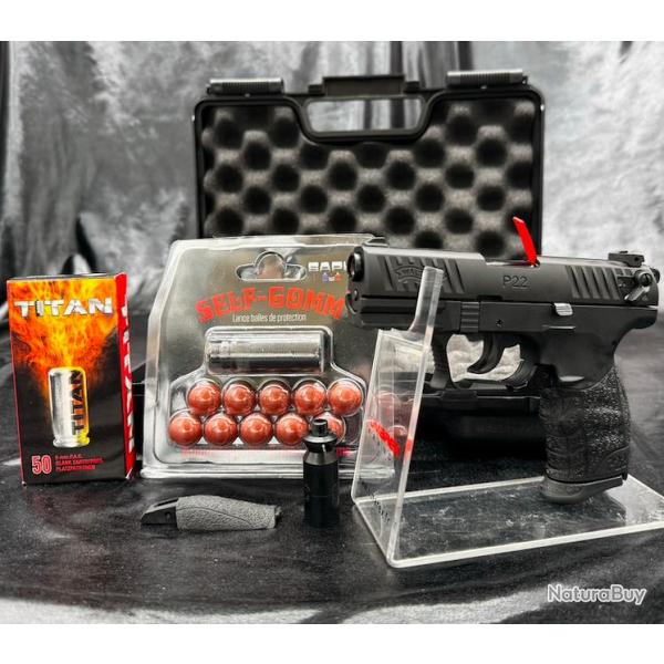 Pack dfense prt  tirer - PISTOLET WALTHER P22Q CALIBRE 9 MM PAK - NOIR