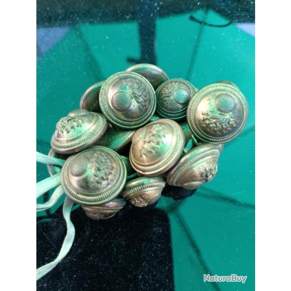 Lot de 18 boutons grenade dor