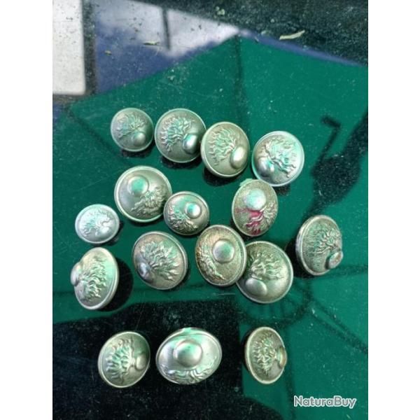 15 boutons grenade aluminium