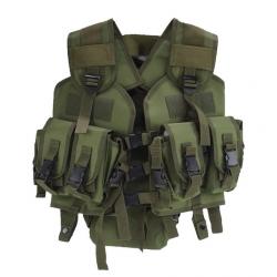 Gilet tactique camouflage pour hommes Équipement militaire et Airsoft, chasse et combat Vert