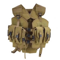 Gilet tactique camouflage pour hommes Équipement militaire et Airsoft, chasse et combat Tan