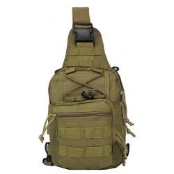 Sac de poitrine tactique Molle à bandoulière Étui pistolet, chasse, randonnée camping cyclisme TAN