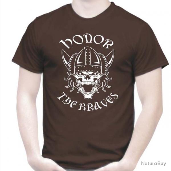 T-SHIRT - HONOR THE BRAVES - Viking Guerrier Casque Thor - Ide cadeau anniversaire Nol Collgue