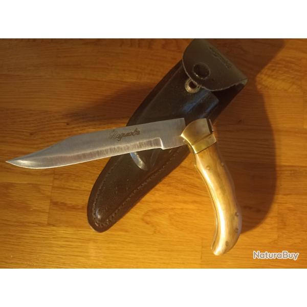 Laguiole pliant de chasse 15 cm, manche en genvrier, abeille soude