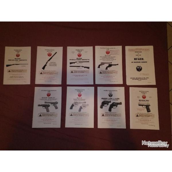 lot de 38 manuel livret mode d'emploi : Smith & Wesson / RUGER / GLOCK / VZ61 / TAURUS