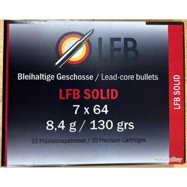 Munitions LFB calibre 7x64 TMS 8,4 g. boite de 10 munitions