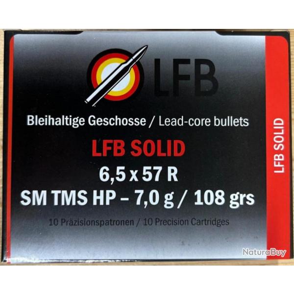 Munitions LFB calibre 6,5x57R SM TMS HP 7,0 g. boite de 10 munitions