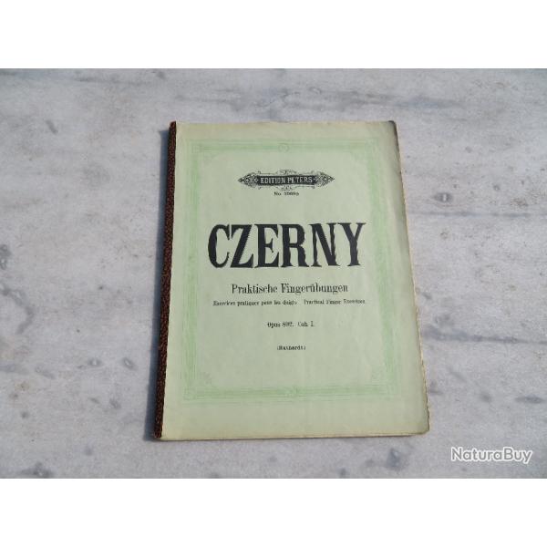 Ancien livre/feuillet de partition broch "CZERNY - Exercices pratiques des doigts" avec traduction