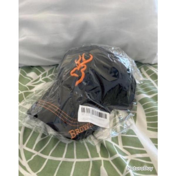 Casquette browning noir/orange chasse tir sportif NEUVE 1euro !