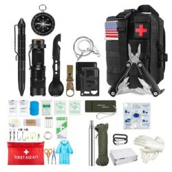 Kit de Premiers Soins Secours Outils Multifonctions Complet  Pratique Camping Randonnée Noir