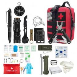 Kit de Premiers Soins Secours Outils Multifonctions Complet  Pratique Camping Randonnée Rouge