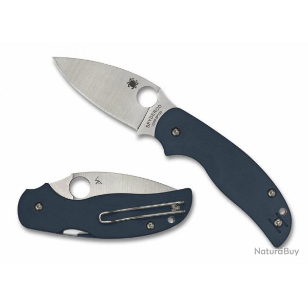 Couteau Spyderco Sage 5 Cobalt Blue G10 Lame Acier CPM-SPY27 Compression Lock Clip USA SC123GPCBL